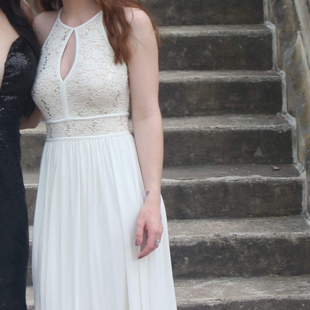 Long Cream Color Formal Dress